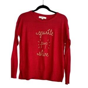 LOFT Red‎ Sparkle Pop Shine Sequin Sweater Women's Size Medium M